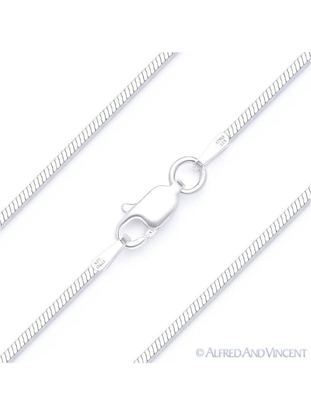 1.1mm 4-Sided Snake Link Italian Chain Necklace in .925 Sterling Silver 30"